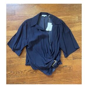Vince side buckle wrap navy blue blouse - NWT